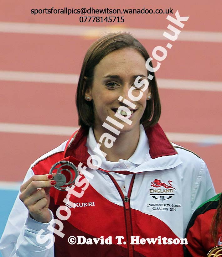 Laura Weightman (England) with her silver medal in the 1500 metres, 2014 Commonwealth Games, Glasgow. Photo: David T. Hewitson/Sports for All Pics
